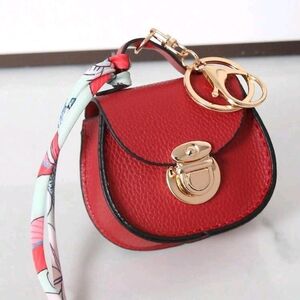 Chic Red Faux Leather Women's Bag Charm/ Pod Holder